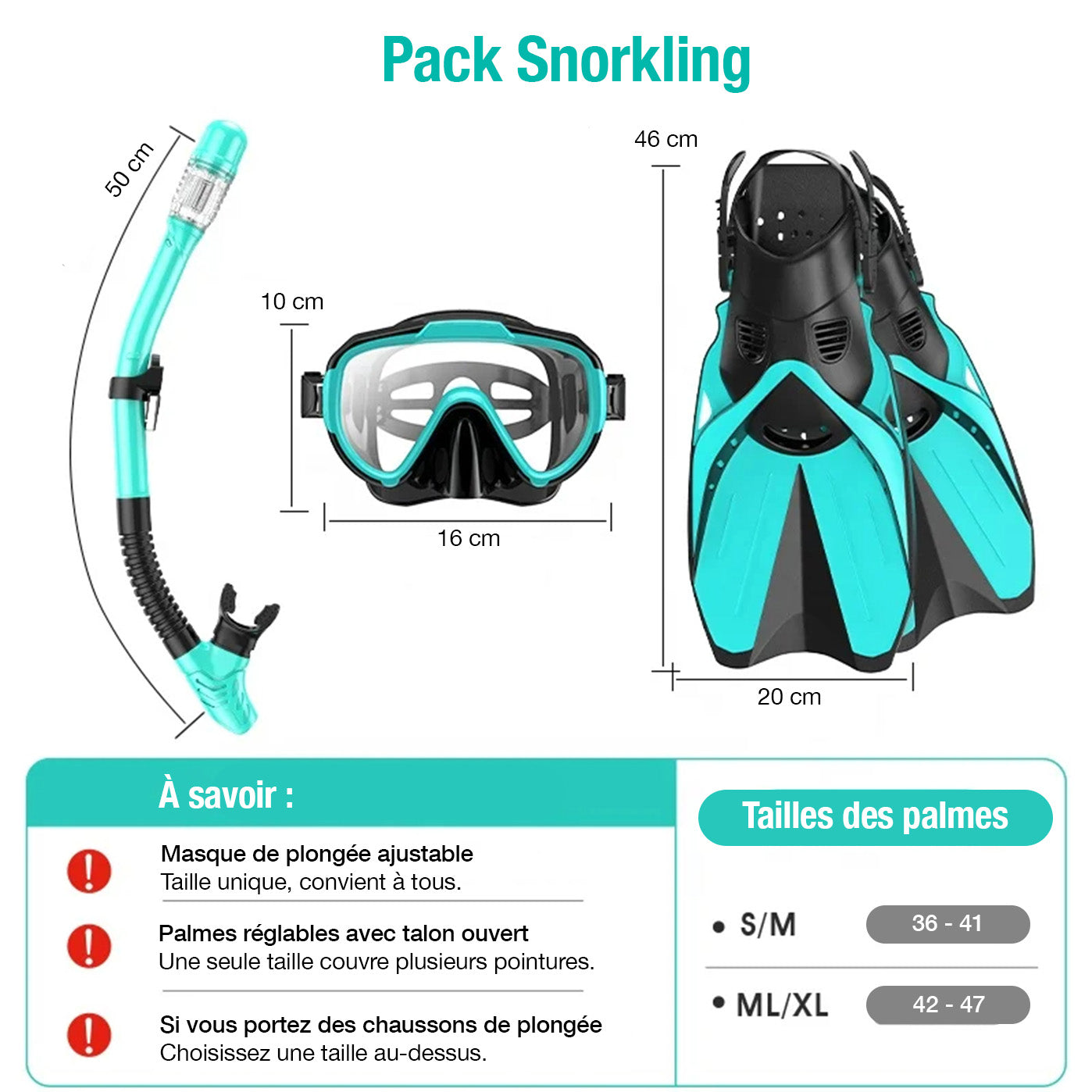 Pack Snorkling - Masque Tuba Palmes